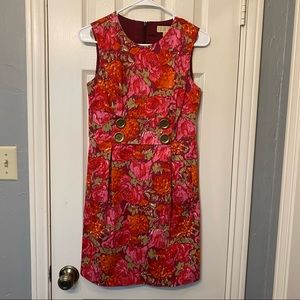 Michael Kors : Pink and Red floral dress : Buttons and Pockets! : Size 4